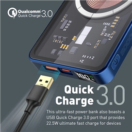 شارژر بی سیم پرومیت مدل TRANSPACK-5.BLUE با باتری داخلی 5000 میلی آمپر ساعت