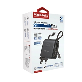 شارژر همراه فشرده پرومیت مدل POWERPACK-20PRO ظرفیت 20000 میلی آمپر ساعت به همراه شارژر