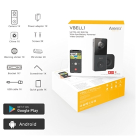 زنگ در هوشمند آرنتی Arenti VBELL1 2K Ultra HD Battery Video Doorbell همراه با کارت حافظه