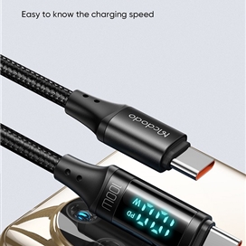 کابل شارژ و انتقال داده تایپ سی به تایپ سی مک دودو مدل MCDODO CA-1100 دارای نمایشگر دیجیتال طول 120 سانتیمتر