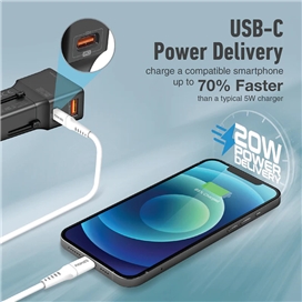 شارژر دیواری هوشمند پرومیت مدل TRIPLUG-PD20.BLACK