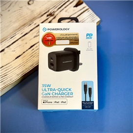 شارژر 35W پاورولوژی Powerology مدل PWCUQC005 فست شارژ به همراه کابل