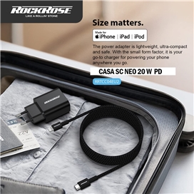 آداپتور شارژر USB-C پاور دلیوری برند راک رز مدل RockRose Casa SC Neo USB-C 20W PD Power Charger