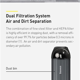 جارو شارژی ماشین بیسوس Baseus A3 Car Vacuum Cleaner CRXCQA3-0A 135W 15000Pa توان 135 وات