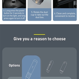 جارو شارژی ماشین بیسوس Baseus A3 Car Vacuum Cleaner CRXCQA3-0A 135W 15000Pa توان 135 وات