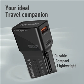 شارژر دیواری هوشمند پرومیت مدل TRIPLUG-PD20.BLACK