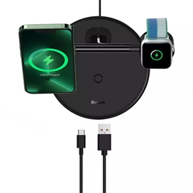 شارژر بی‌سیم مگنتی و پایه نگهدارنده موبایل 3در1 بیسوس Baseus Wireless Charger Holder Swan 20W WXTE000101