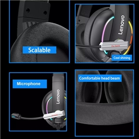 هدفون سیمی گیمینگ لنوو Lenovo HU75 Color LED Adjustable Gaming Headset